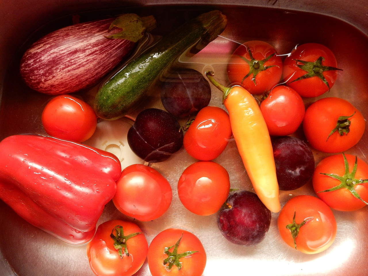 Pomidorai, Baklažanas, Capsicum, Raudona, Pipirai, Vegetariškas, Maistas, Daržovių, Varpas, Baklažanas