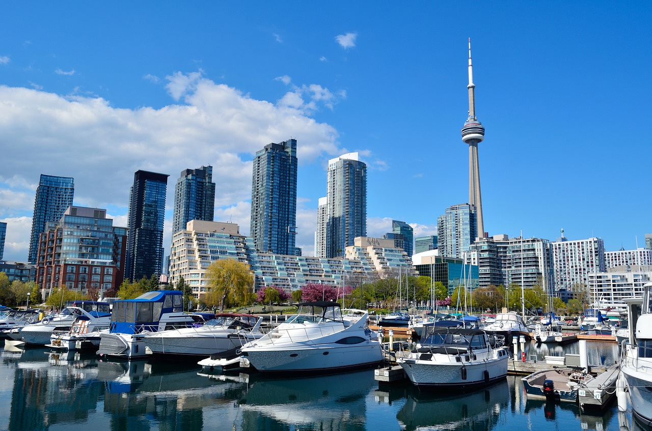Toronto, Kanada, Cn Bokštas, Dangoraižiai, Pastatai, Panorama, Miesto, Miestas, Architektūra, Įlanka