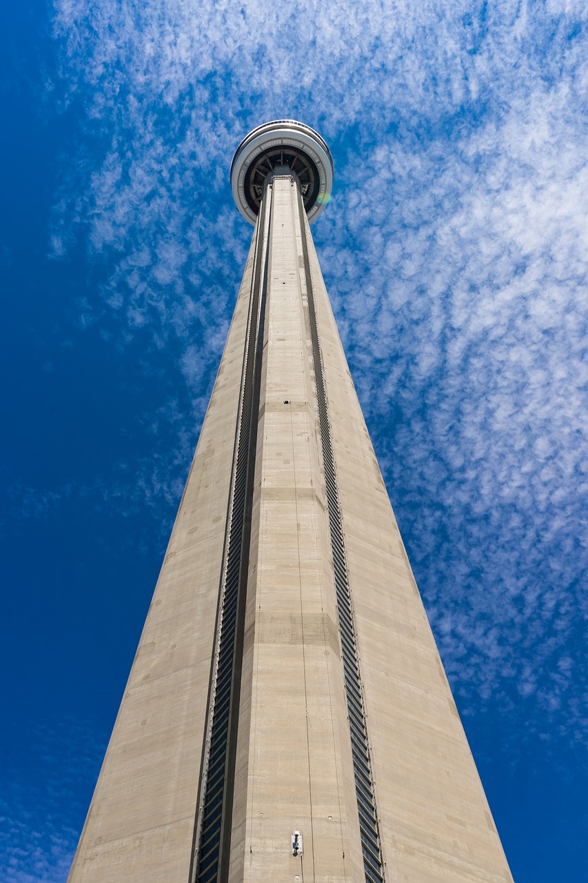Toronto, Architektūra, Dangoraižis, Mėlynas Dangus, Bokštas, Cn Bokštas, Miesto, Miestas, Iconic, Architektūra