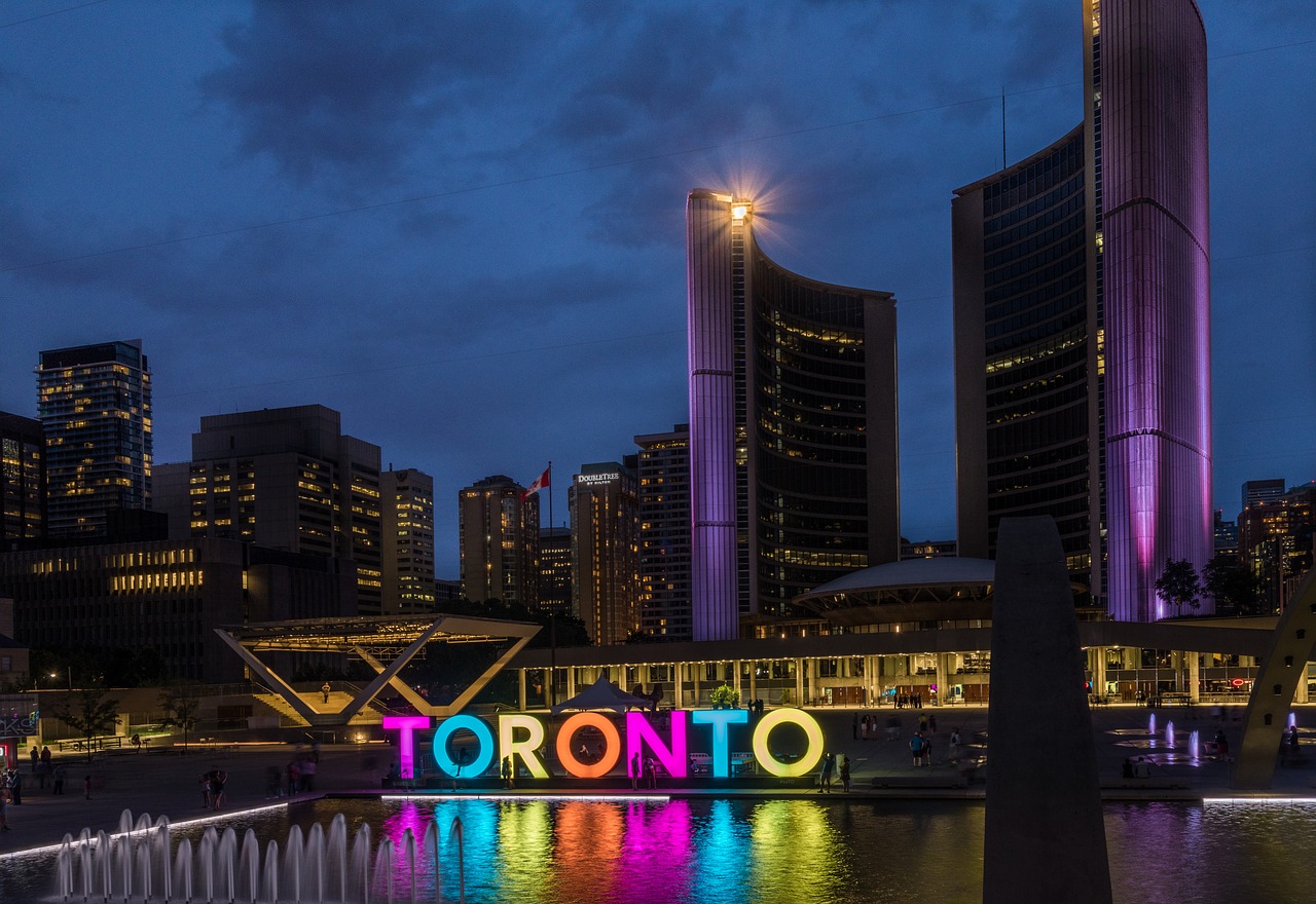 Toronto, Panorama, Kanada, Ontarijas, Miesto Rotušė, Naktis, Apmąstymai, Nemokamos Nuotraukos,  Nemokama Licenzija