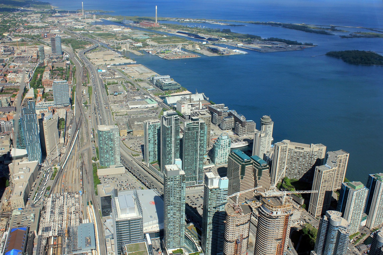 Toronto, Dangoraižiai, Miesto Panorama, Miestas, Metropole, Kanada, Ontarijas, Pastatai, Kranto Linija, Miesto