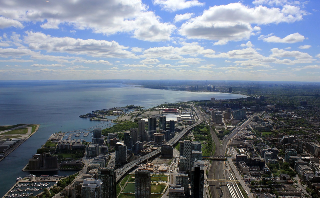 Toronto, Dangoraižiai, Miesto Panorama, Miestas, Metropole, Kanada, Ontarijas, Pastatai, Kranto Linija, Miesto