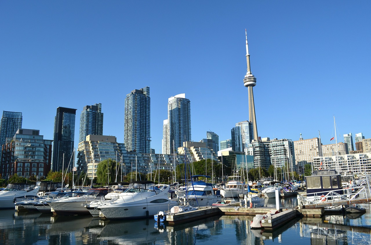 Toronto, Kanada, Cn Bokštas, Dangoraižiai, Pastatai, Panorama, Miesto, Architektūra, Įlanka, Uostas