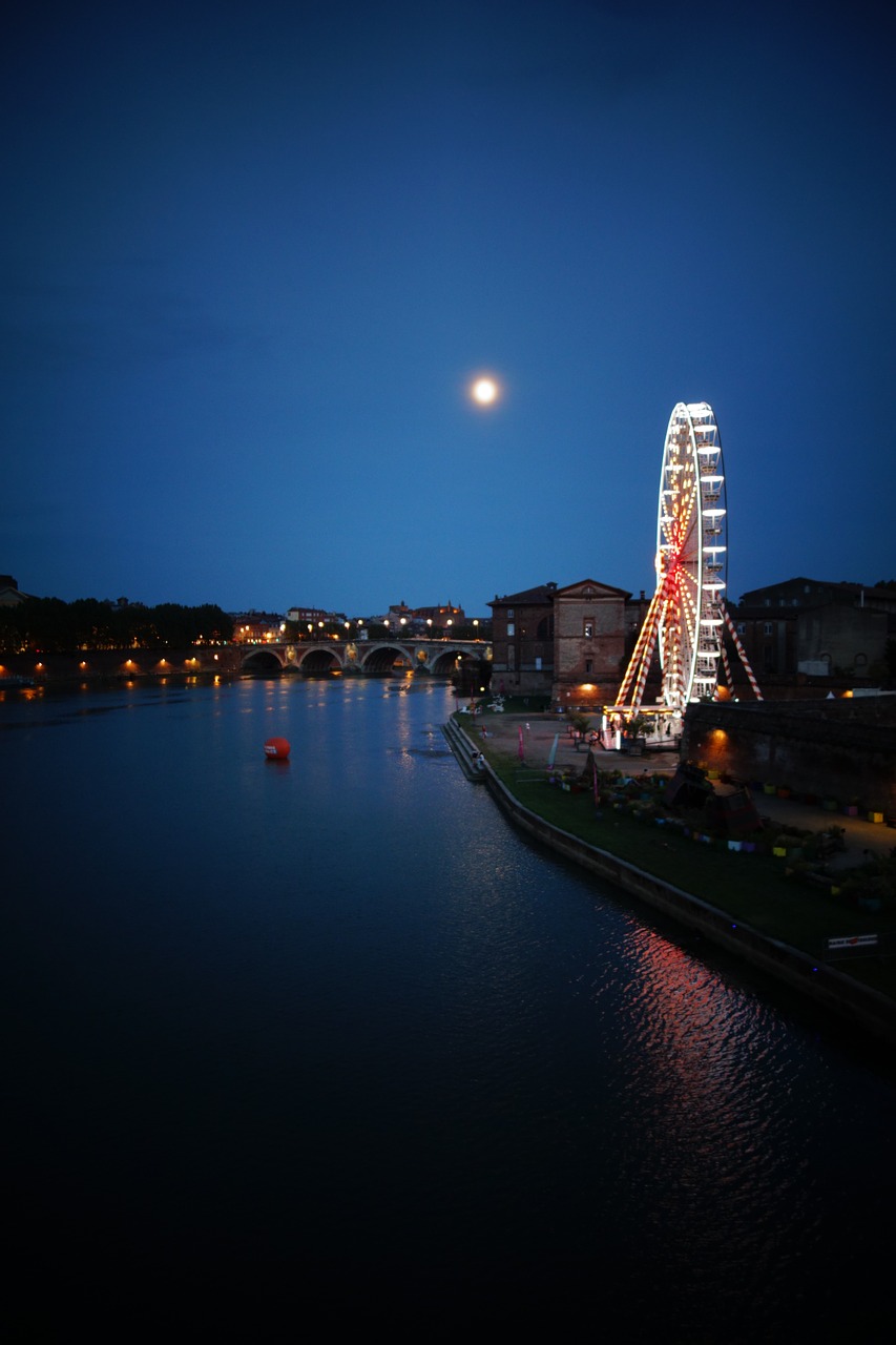 Toulouse, Naktis, Ferris Ratas, Mėnulis, Upė, Garonne, Nemokamos Nuotraukos,  Nemokama Licenzija