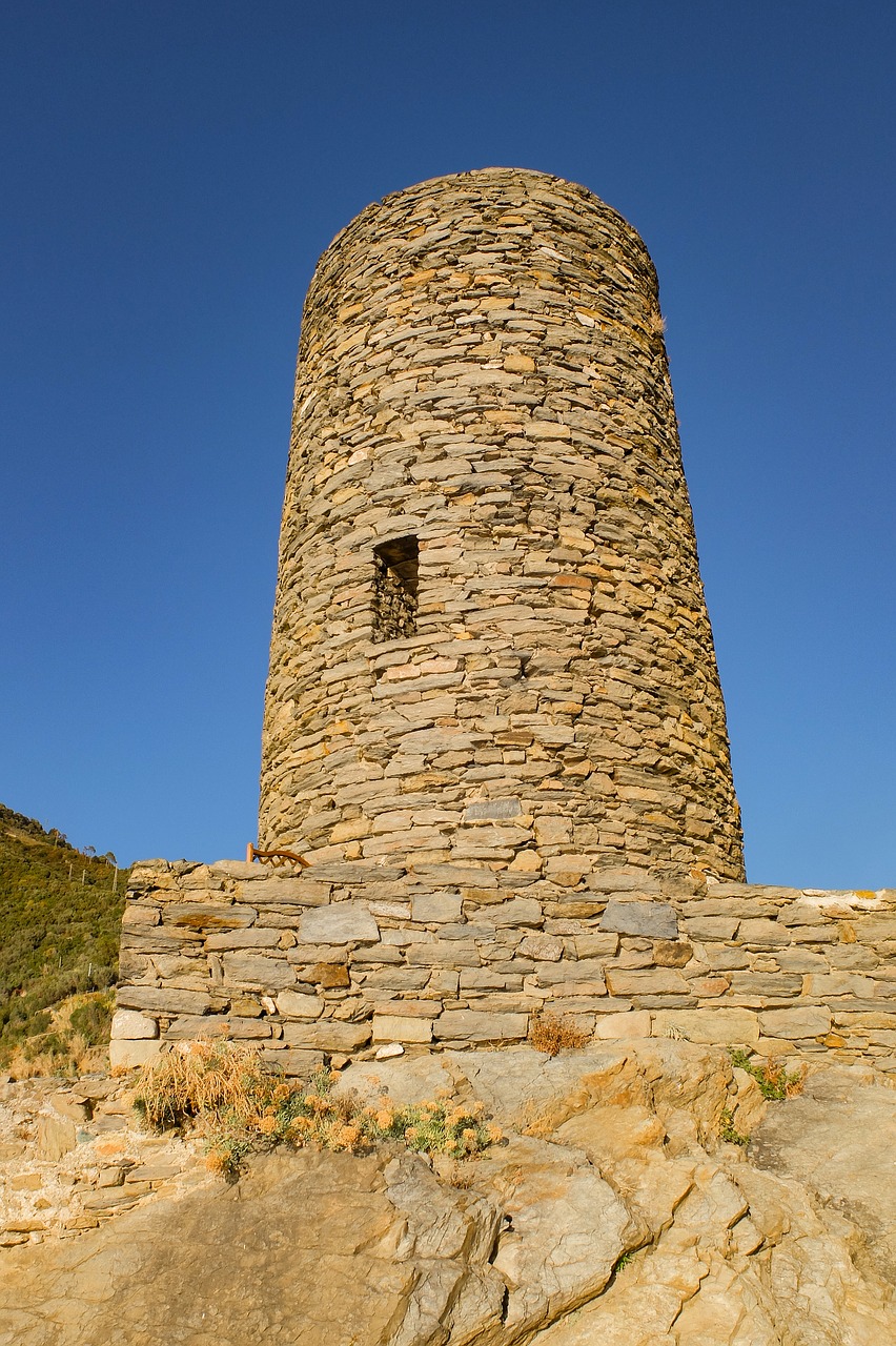 Bokštas, Senovės, Akmuo, Viduramžių, Cinque Terre, Istorinis, Viduržemio Jūros, Ligurija, Italy, Nemokamos Nuotraukos