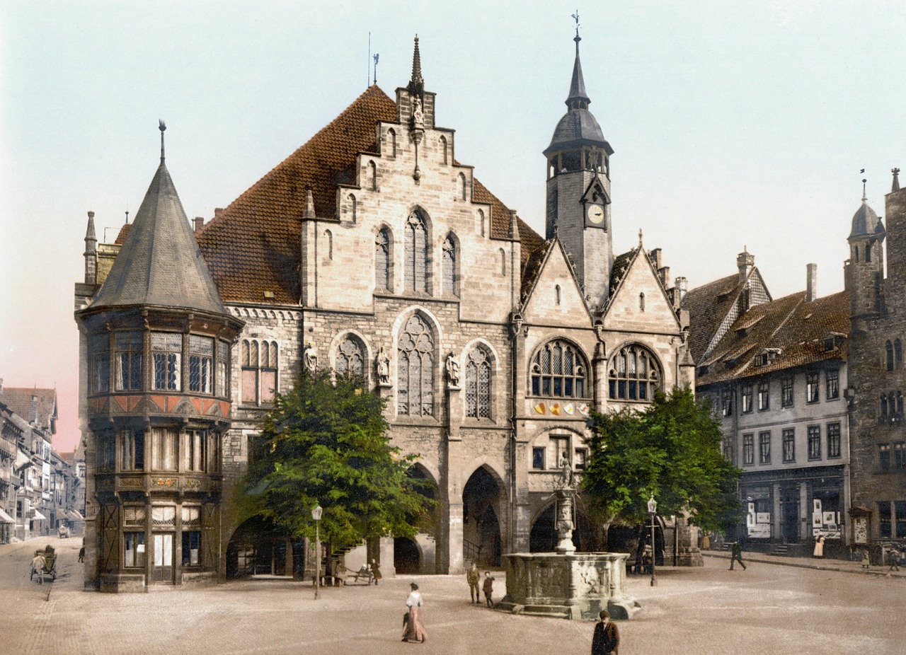 Miesto Rotušė, Hildesheimo Vokietija, 1900, Fotochromas, Vokietija, Miestas, Architektūra, Nemokamos Nuotraukos,  Nemokama Licenzija