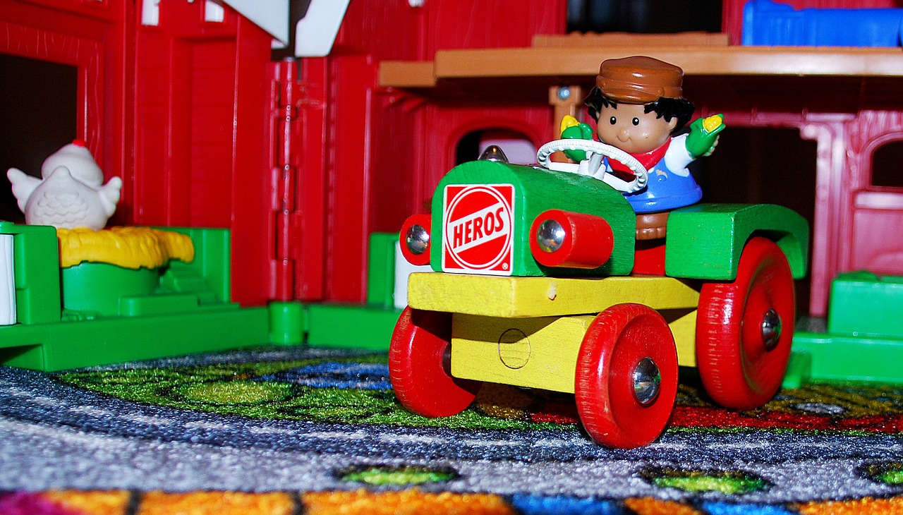 Žaislai, Traktorius, Plastmasinis, Ūkis, Vaikas, Berniukas, Žaisti, Linksma, Spalvinga, Žaislinė Mašina