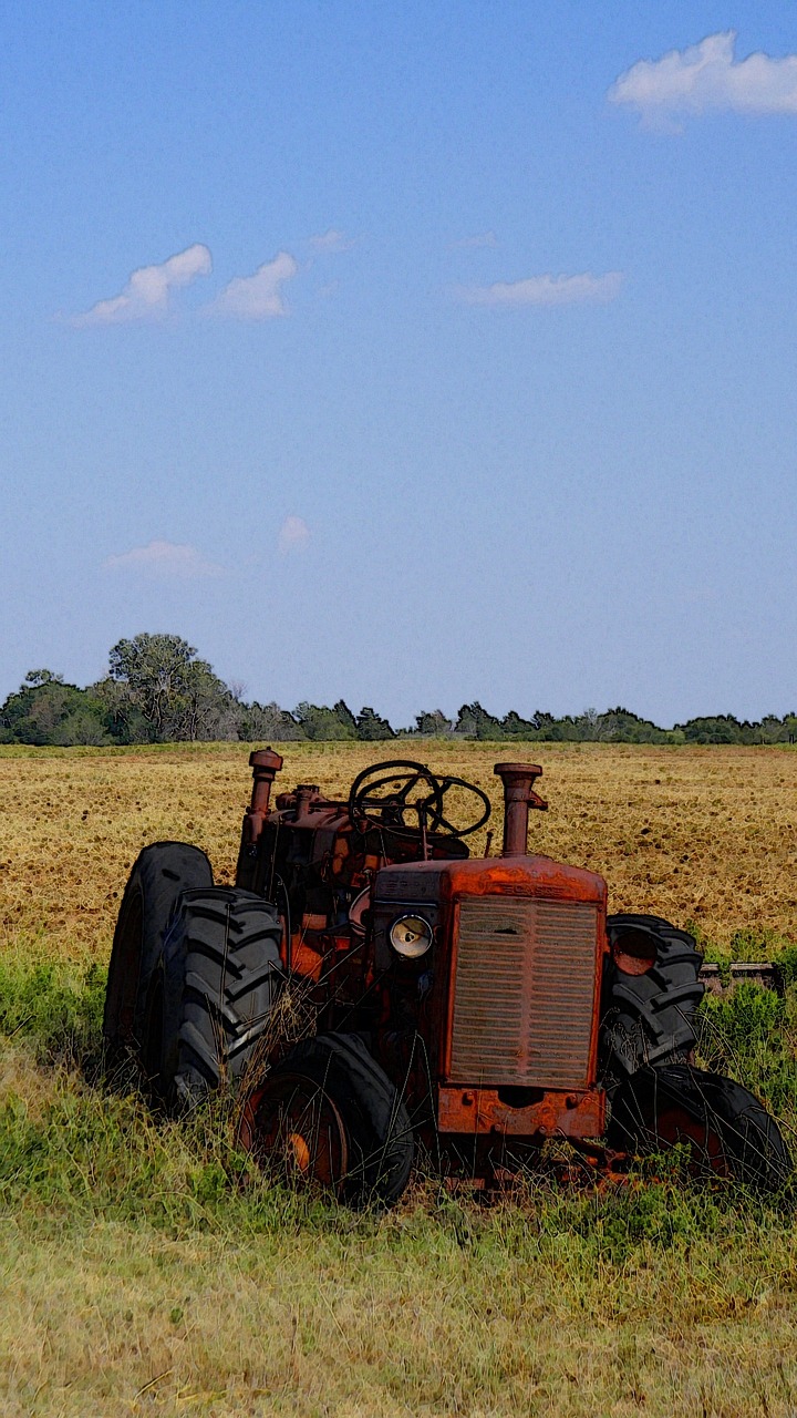 Traktorius, Ūkis, Žemdirbystė, Ūkininkavimas, Mašinos, Kraštovaizdis, Ūkių Laukas, Vintage, Kaimas, Kaimas