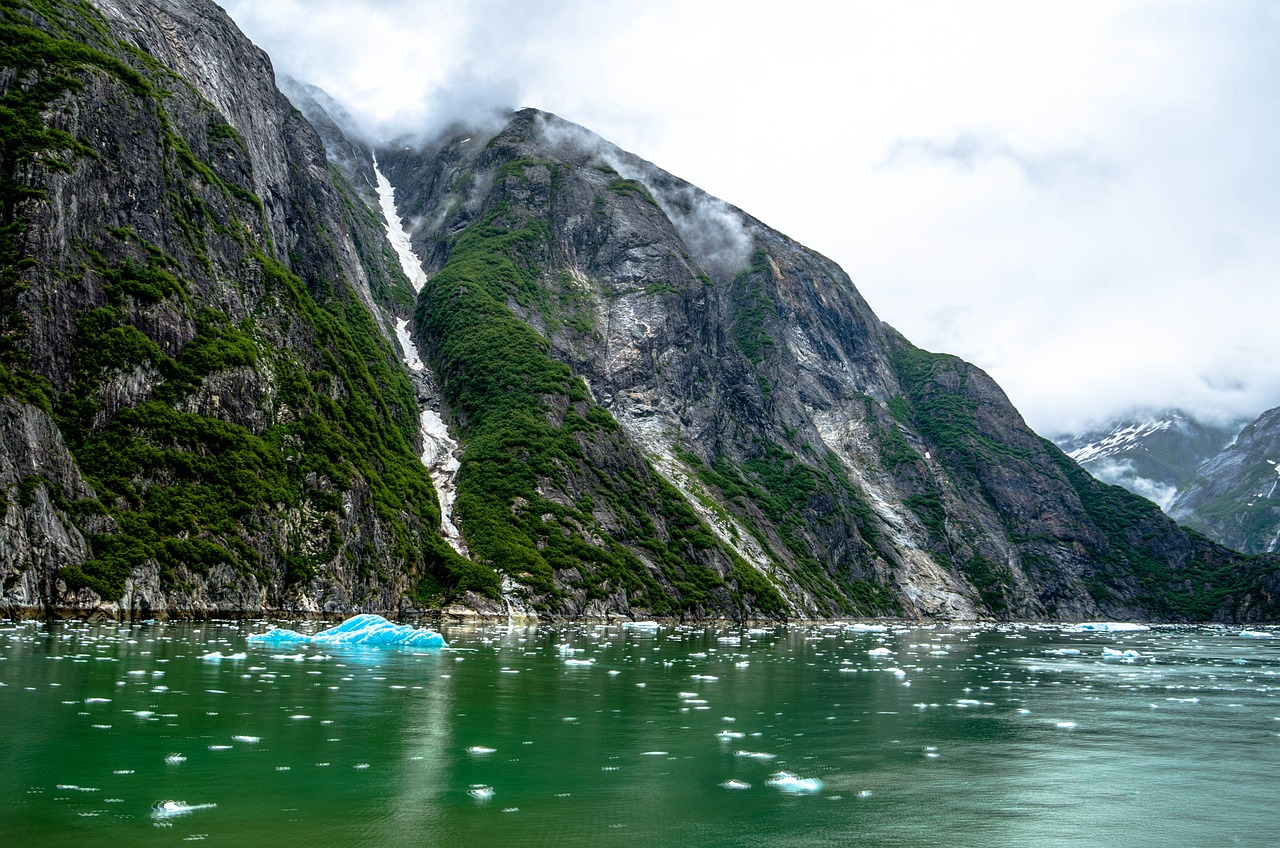 Tracy Rankos Fjordas, Alaska, Juneau, Kalnai, Vaizdingas, Sniegas, Akmenys, Kraštovaizdis, Ledo Gabaliukai, Žiema