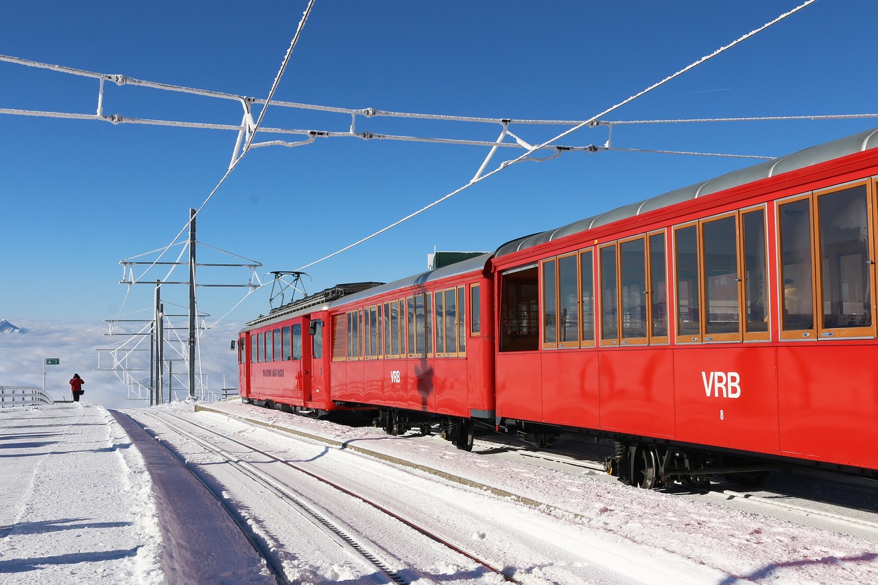Transportas,  Kelionė,  Traukinys,  Geležinkelio,  Dangus,  Mėlynas Dangus,  Šveicarijos,  Prieš Gamybos,  Sniegas,  Kraštovaizdis