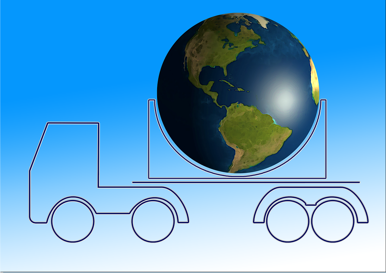 Transportas, Sunkvežimis, Siluetas, Kontūras, Gaublys, Rutulys, Žemė, Žemynai, Logistika, Logotipas