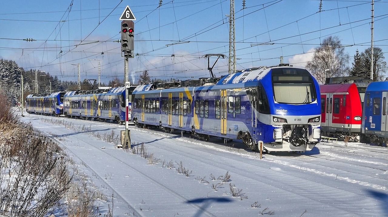 Transporto Sistema,  Traukinys,  Kelionė,  Eismas,  Geležinkelis,  Stotis,  Horizontalus,  Geležinkelio Linija,  Priemiestinis,  Sniegas