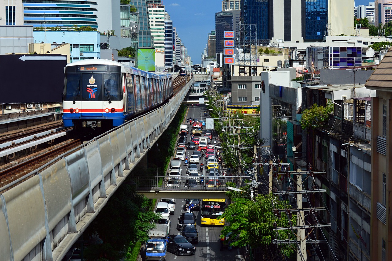 Gabenimas, Centro, Bangkokas, Eismas, Metro, Dangus Tramvajus, Bts, Tailandas, Automobiliai, Kelias