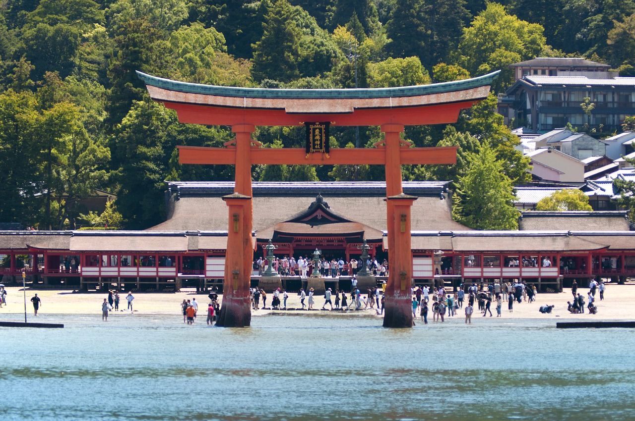 Kelionė,  Turizmas,  Shinto,  Tradicinis,  Šventykla,  Josukušima,  Japonija,  Miyajima,  Torija,  Jūra