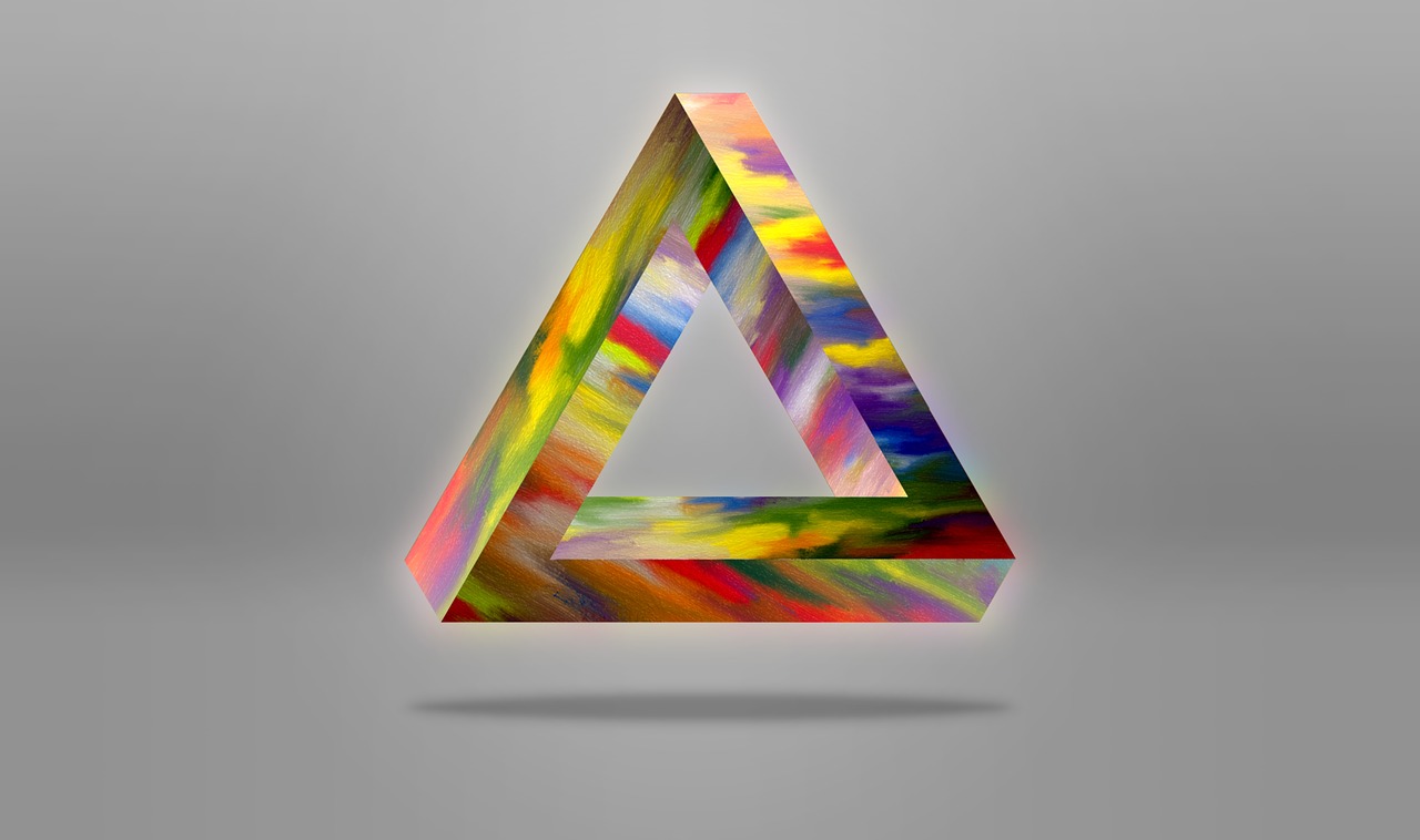 Trikampis, Abstraktus, Fonas, Tapetai, Penrozės Trikampis, Neįmanomas, Spalvinga, Pilka, Geometrija, Iliuzija