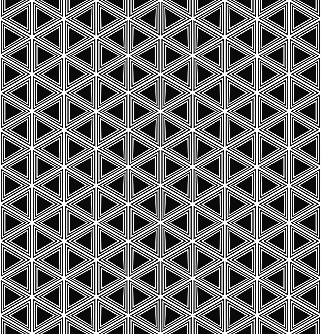 Trikampis, Modelis, Kartojasi, Juoda Ir Balta, Trikampis, Tinklelis, Linija, Plonas, Fonas, Vienspalvis