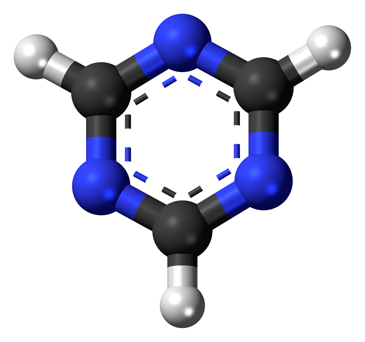 Triazinas, Heterociklas, Aromatiniai, Rutulys, Stick, Modelis, Molekulė, Cheminis, Struktūra, Atomai