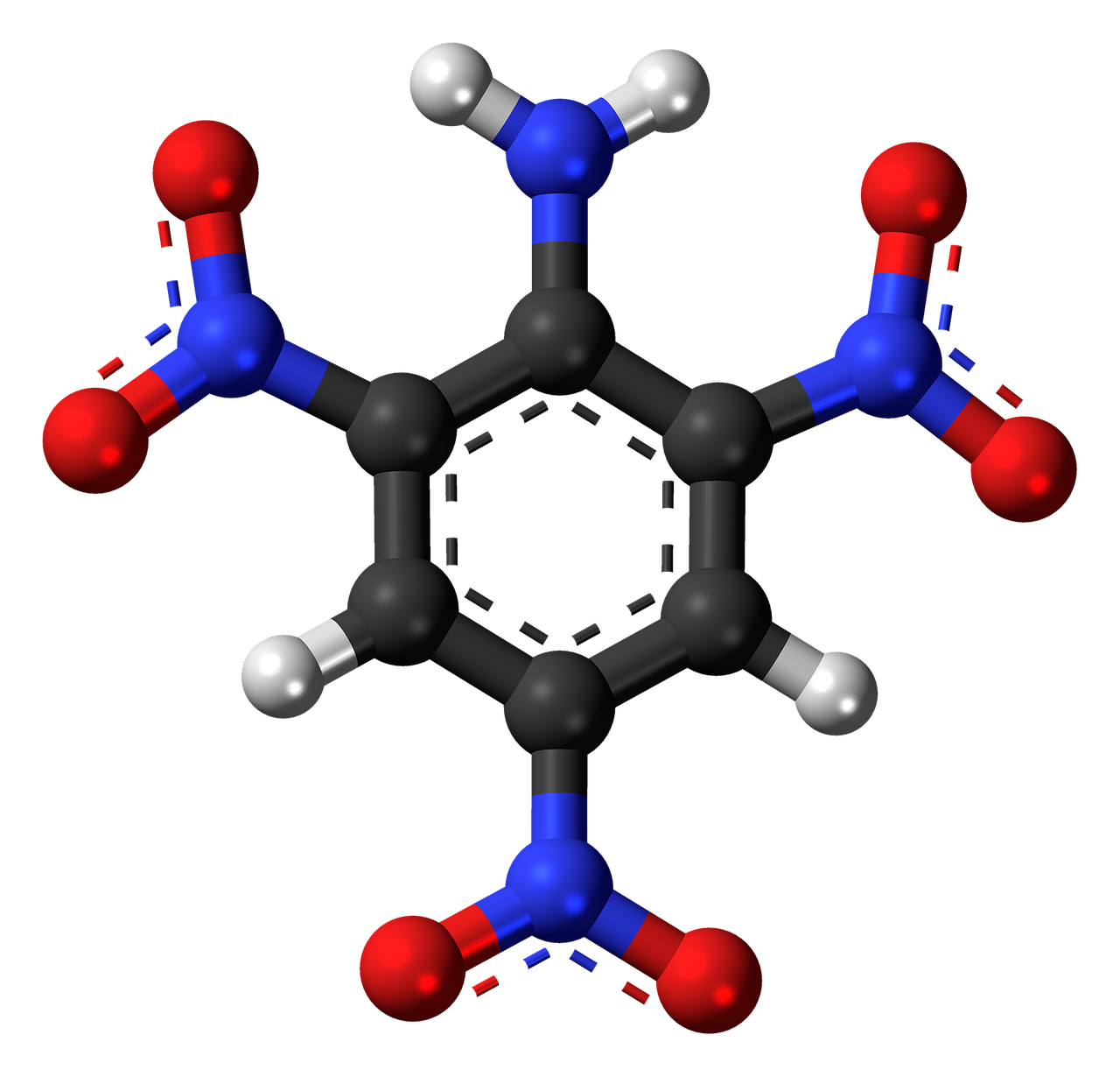 Trinitroanilinas, Sprogi, Picramidas, Aromatiniai, Ciklinis, Pavojingas, Modelis, Molekulė, Cheminis, Laboratorija