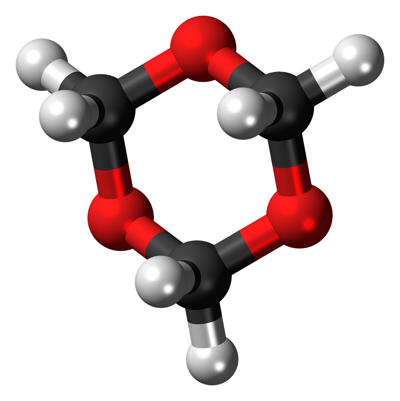 Trioksanas, Heterociklas, Rutulys, Stick, Modelis, Molekulė, Cheminis, Struktūra, Atomai, Elementai