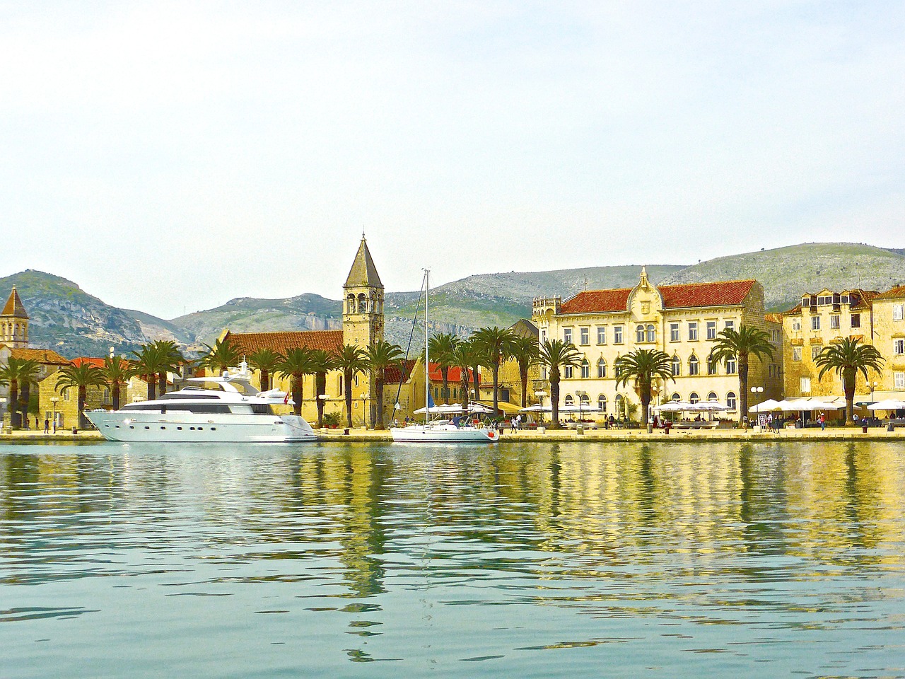 Trogiras, Miesto Panorama, Atspindys, Pajūryje, Peizažas, Europietis, Natūralus, Kaimas, Kroatija, Romėnų