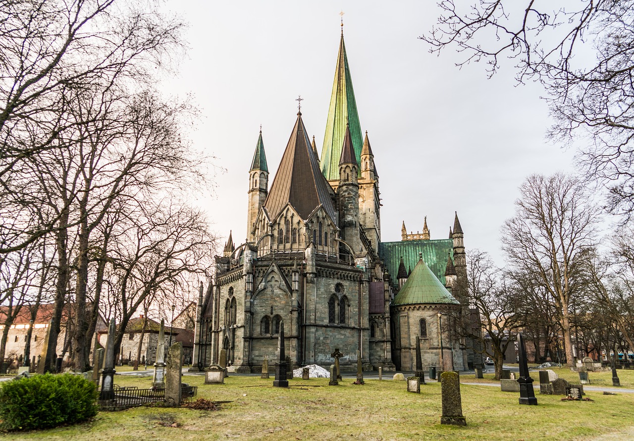 Trondheimas, Norvegija, Nidaros Katedra, Architektūra, Europa, Skandinavija, Turizmas, Pastatas, Bažnyčia, Religija