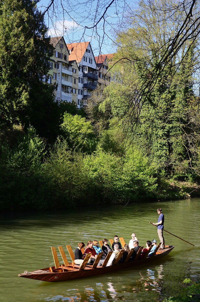 Tübingen, Fasadas, Santūra, Pietų Vokietijos, Vokietija, Senamiestis, Universitetinis Miestas, Istoriškai, Namai, Boot