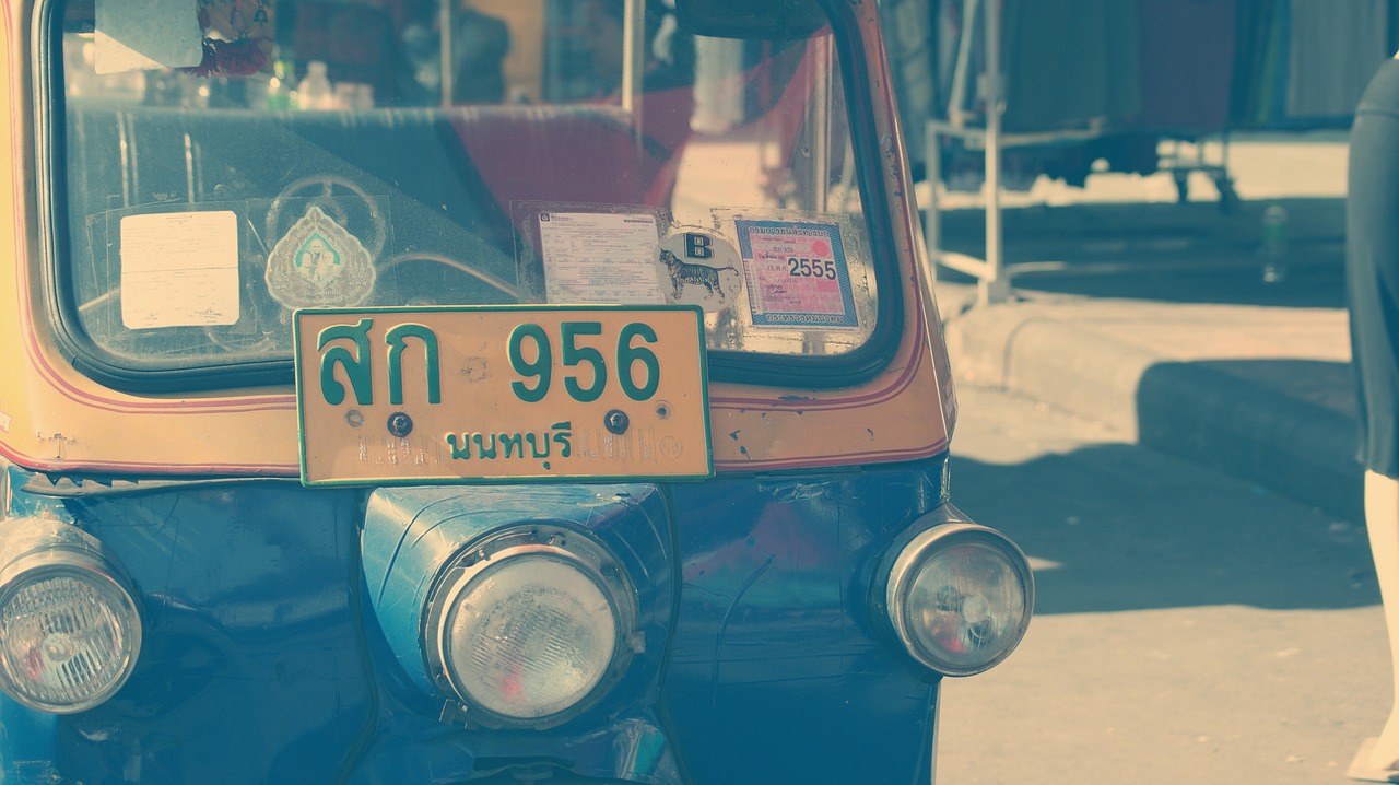 Tuk Tuk, Tailandas, Taksi, Taksi, Automobilis, Mažas, Transporto Priemonė, Automobilis, Asian, Valstybinis Numeris
