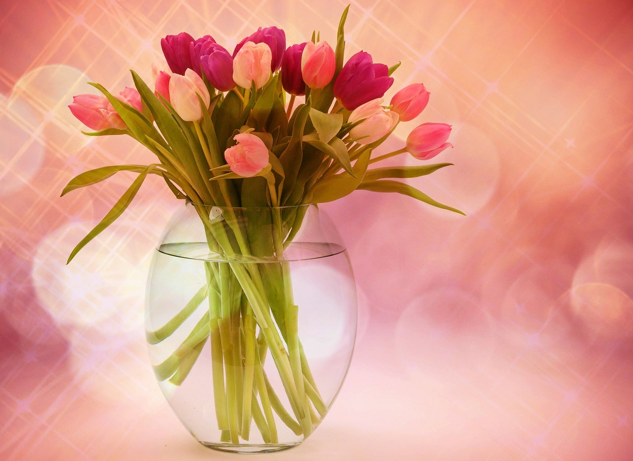 Tulpės, Tulpių Puokštė, Gėlės, Puokštė, Pavasaris, Pavasario Gėlė, Rožinis, Žydėti, Spalvinga, Gėlių Vaza