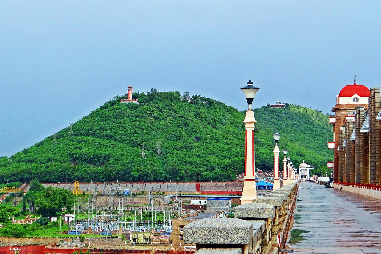 Tungabhadra Užtvankos, Buveinė, Kelias Į Užtvanką, Statyba, Peizažas, Turistų Atrakcijos, Betonas, Pastatas, Rezervuaras, Kraštovaizdis