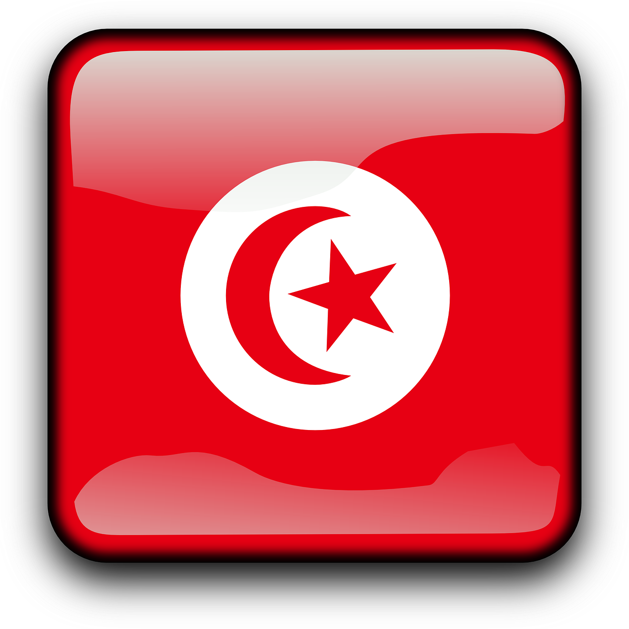 Tunisas, Vėliava, Šalis, Tautybė, Kvadratas, Mygtukas, Blizgus, Nemokama Vektorinė Grafika, Nemokamos Nuotraukos,  Nemokama Licenzija