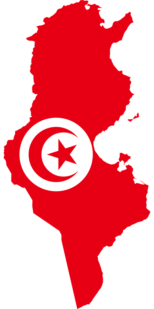 Tunisas, Vėliava, Žemėlapis, Geografija, Kontūrai, Afrika, Šalis, Tauta, Sienos, Svg