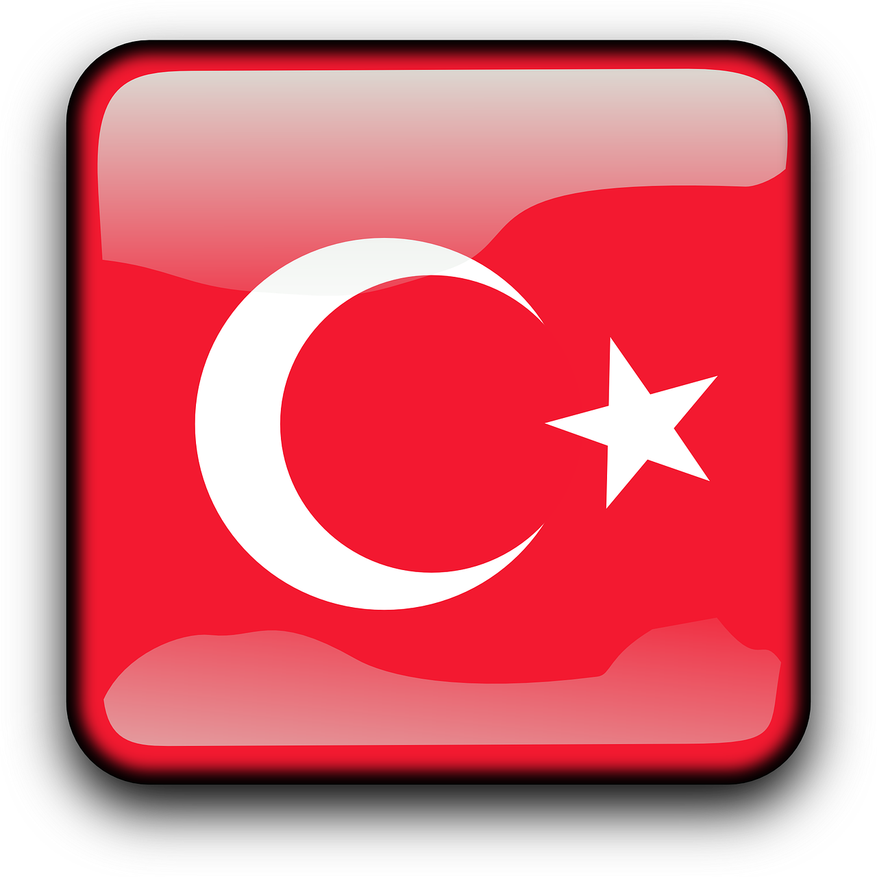 Turkija, Vėliava, Šalis, Tautybė, Kvadratas, Mygtukas, Blizgus, Nemokama Vektorinė Grafika, Nemokamos Nuotraukos,  Nemokama Licenzija