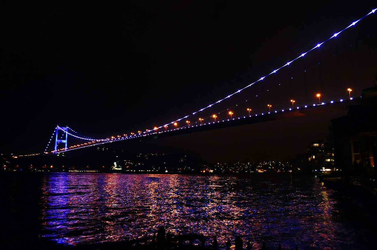 Turkija, Istanbulas, Mėlynas, Gamta, Fosforas, Gerklė, Tiltas, Fosforo Tiltas Naktį, Imani Davis, Naktinis Vaizdas