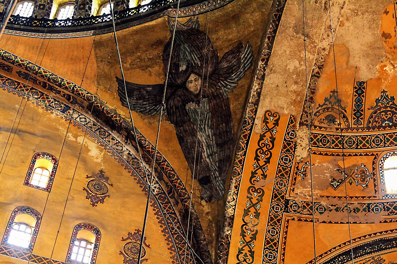 Turkija, Istanbulas, Hagia Sophia, Mozaika, Angelas, Kupolas, Mečetė, Islamas, Muziejus, Islamic