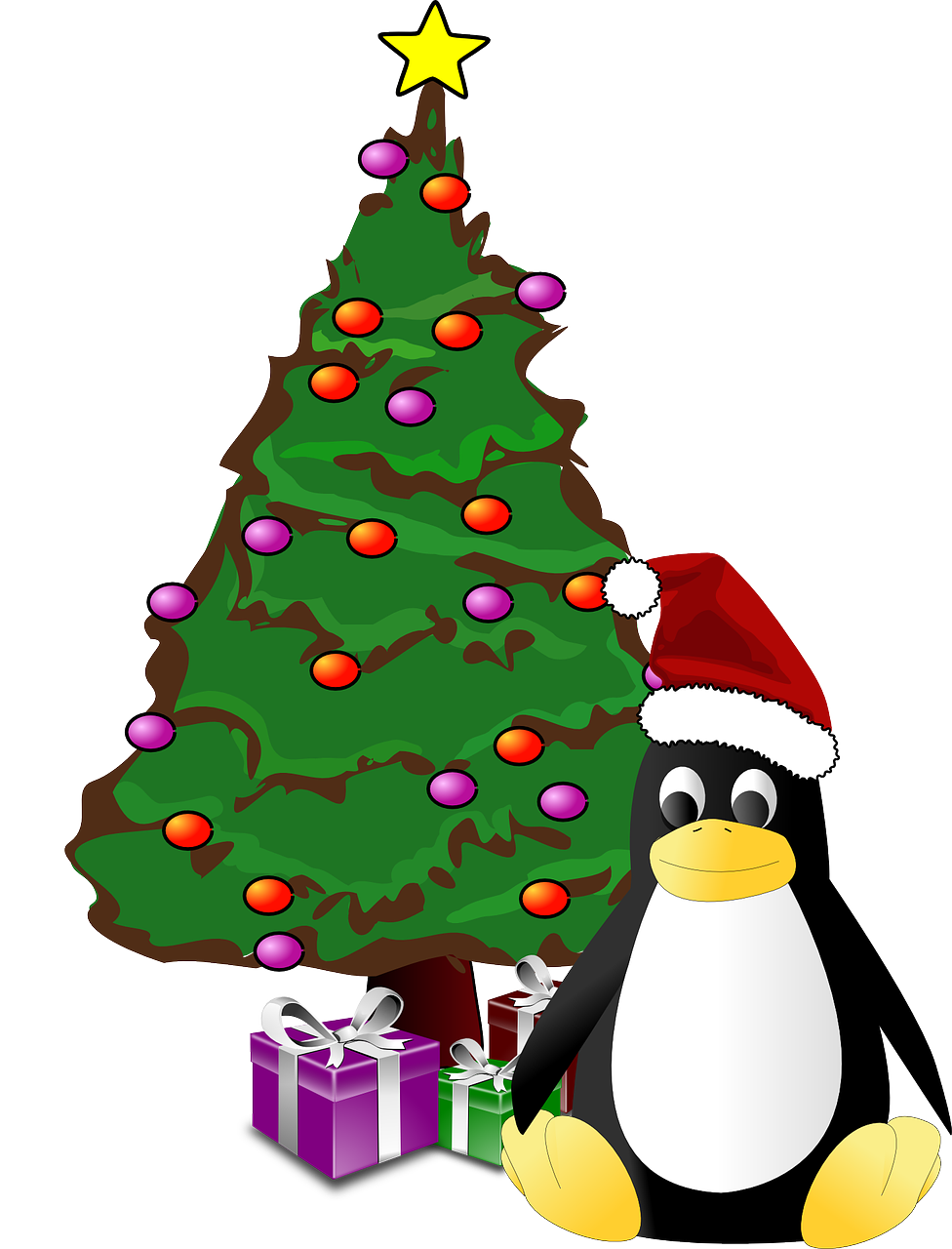 Tux, Pingvinas, Kalėdų Eglutė, Dovanos, Kalėdos, Xmas, X-Mas, Nemokama Vektorinė Grafika, Nemokamos Nuotraukos,  Nemokama Licenzija