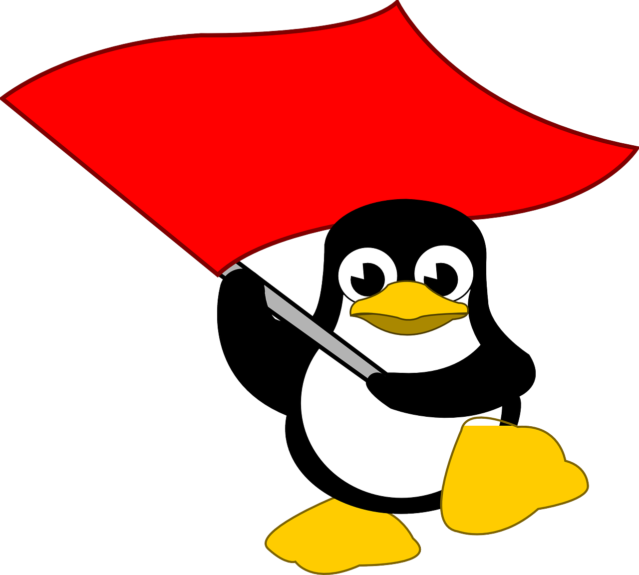 Tux, Vėliava, Linux, Pingvinas, Raudona, Plaukiojantys, Nemokama Vektorinė Grafika, Nemokamos Nuotraukos,  Nemokama Licenzija