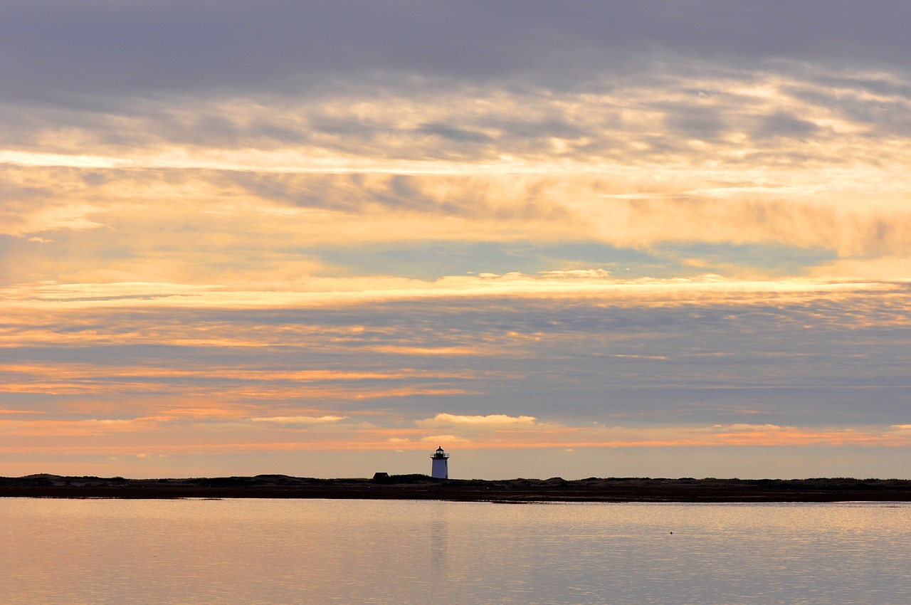 Twilight, Saulėlydis, Valtys, Vandenynas, Menkės Menkės, Lengvas Namas, Rytu Pakrante, Apsvaiginimo Saulėlydis, Viršūnės Šviesa, Provincetown