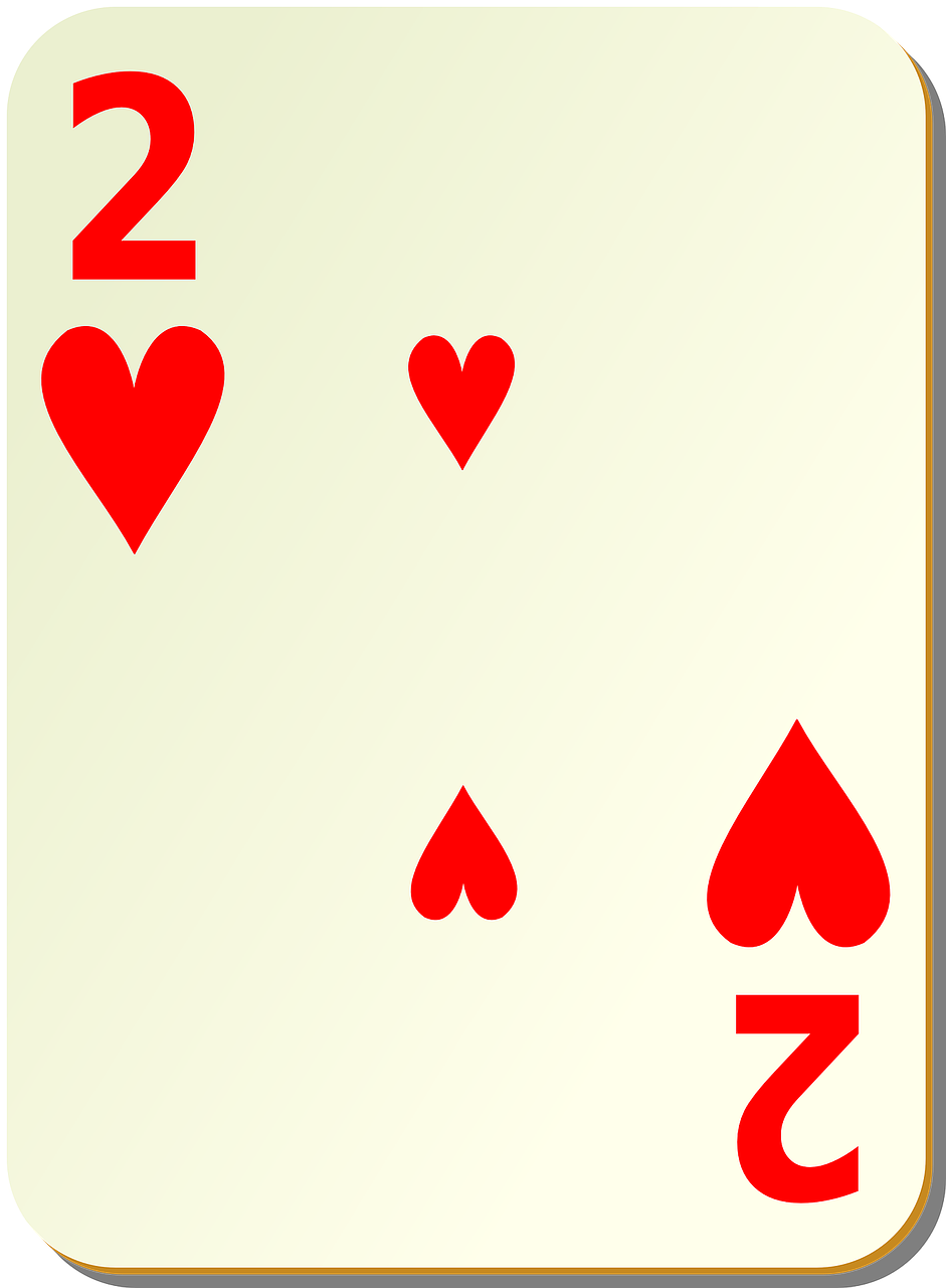 Du, Širdis, Žaidžiu Kortomis, 2, Kortelė, Žaidimai, Pokeris, Kortelės, Žaidimas, Poilsis