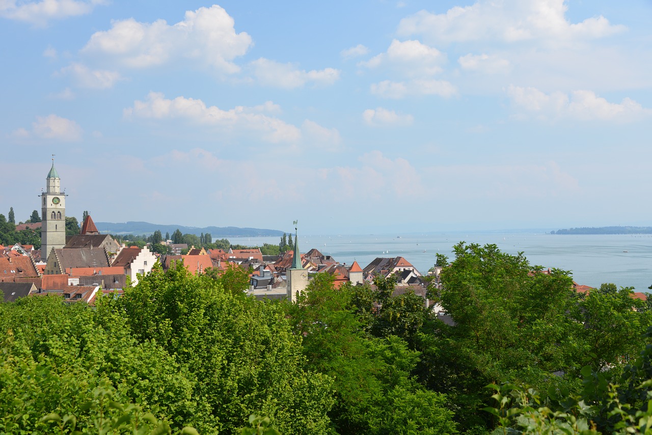 Überlingen, Ežero Konstanta, Miestas, Dangus, Ežeras, Saulė, Vanduo, Vasara, Kraštovaizdis, Panorama