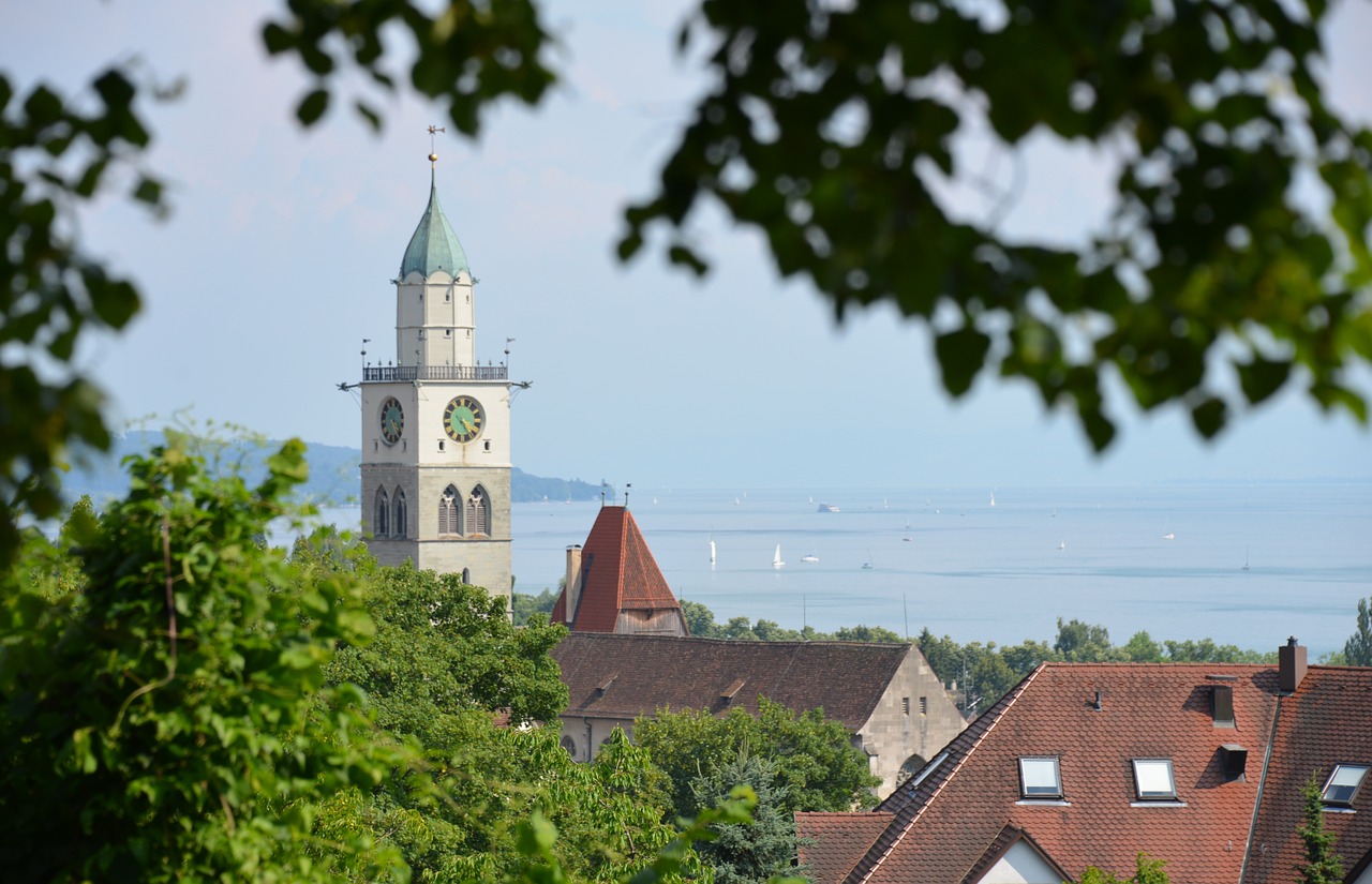 Überlingen, Ežero Konstanta, Miestas, Dangus, Ežeras, Saulė, Vanduo, Vasara, Kraštovaizdis, Panorama