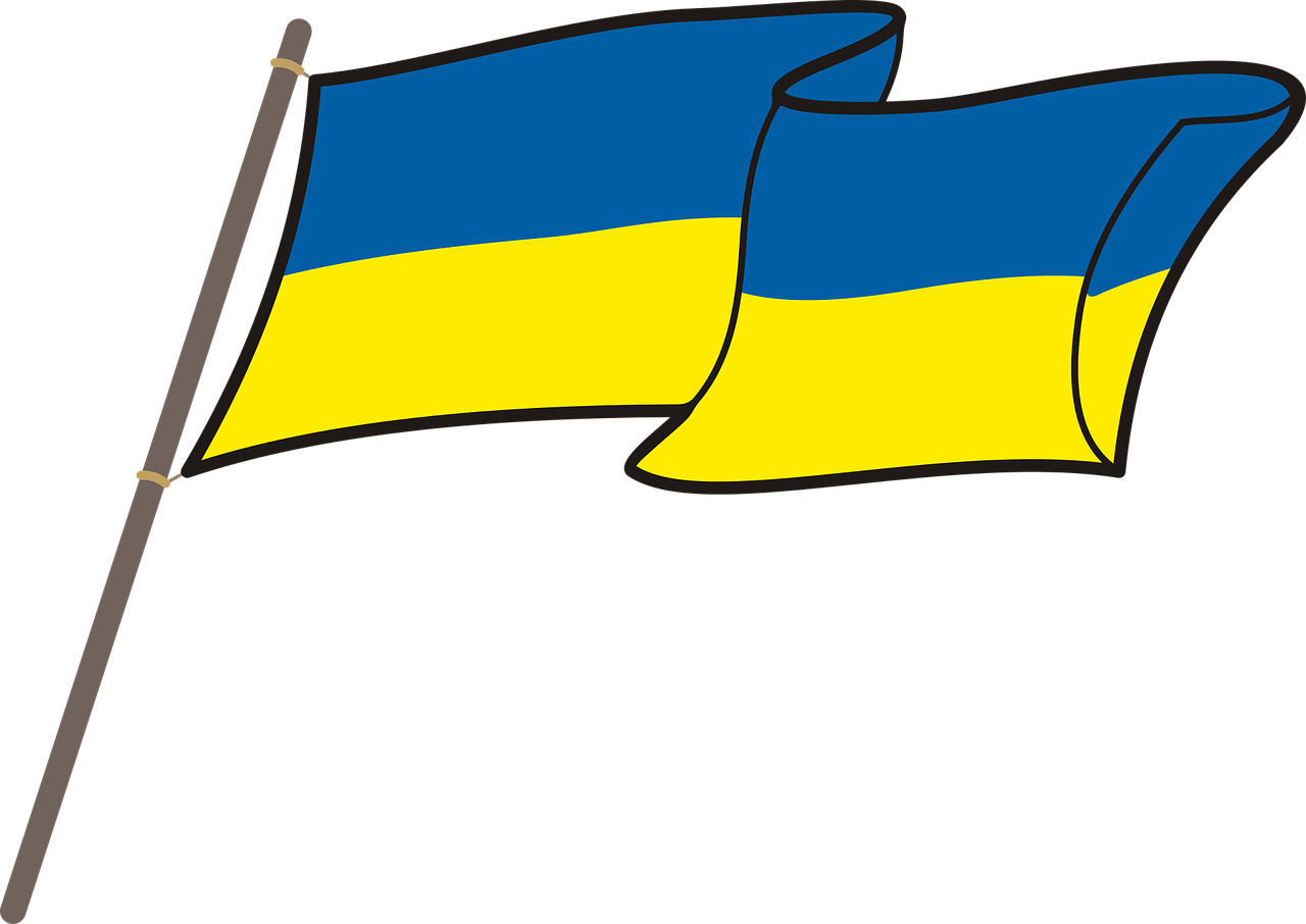 Ukraina, Vėliava, Grafika, Nacionalinės Spalvos, Stiebu, Simbolis, Nėra Fono, Audringas, Powiewająca, Ukrainos Vėliava