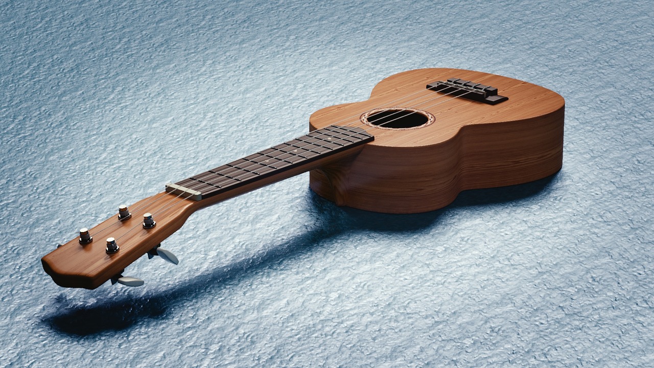 Ukulele, 3D Art, Blenderis, Padengti, Akustinė, Melodija, Muzika, Instrumentas, Nemokamos Nuotraukos,  Nemokama Licenzija