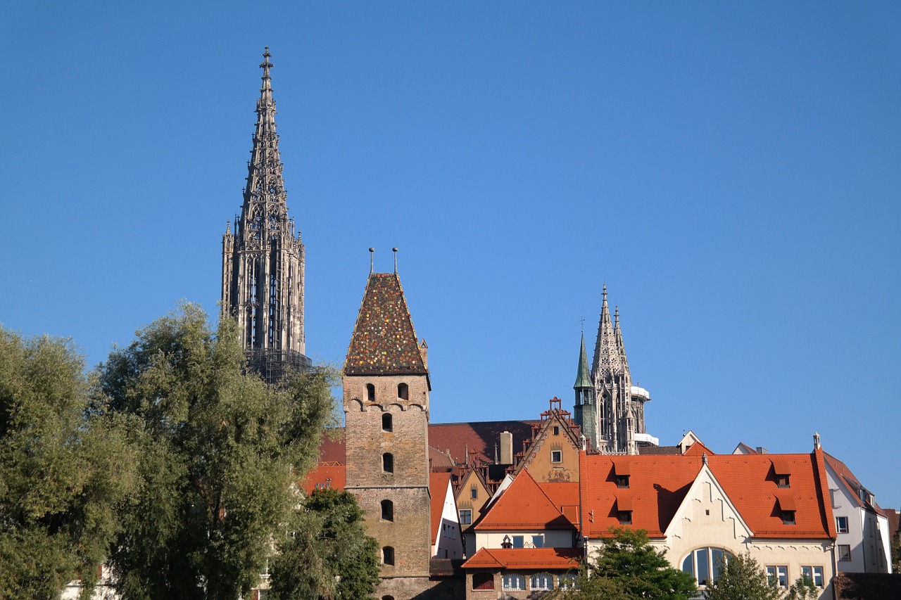 Ulm, Miestas, Miesto Vaizdas, Münsteris, Ulmi Katedra, Pastatas, Architektūra, Perspektyva, Vaizdas, Namai