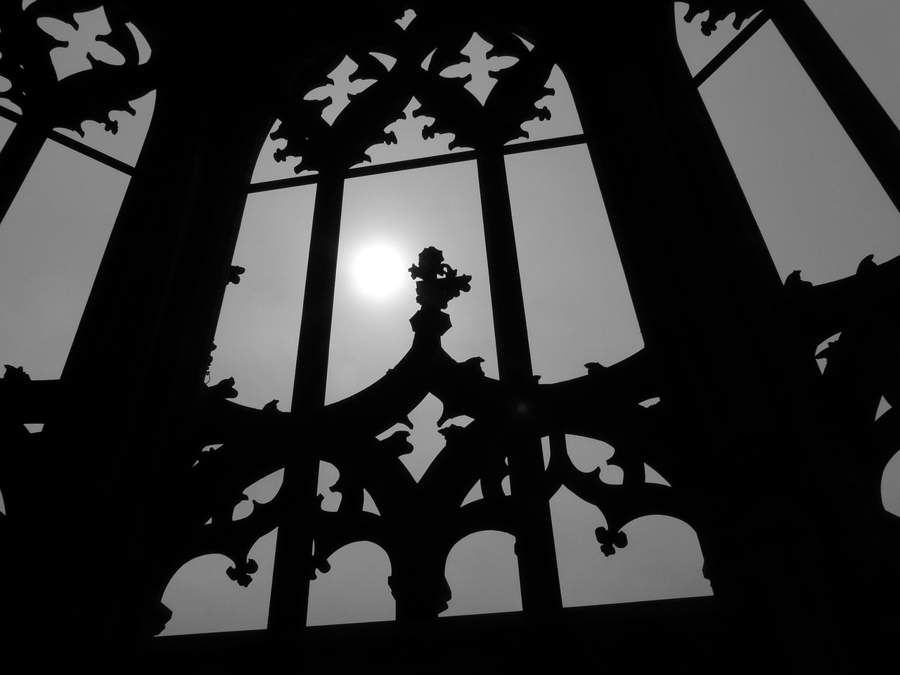 Ulmi Katedra, Langas, Ornamentas, Tamsi, Trueb, Nuotaika, Niūrus, Šaltas, Juoda Ir Balta, Münsteris