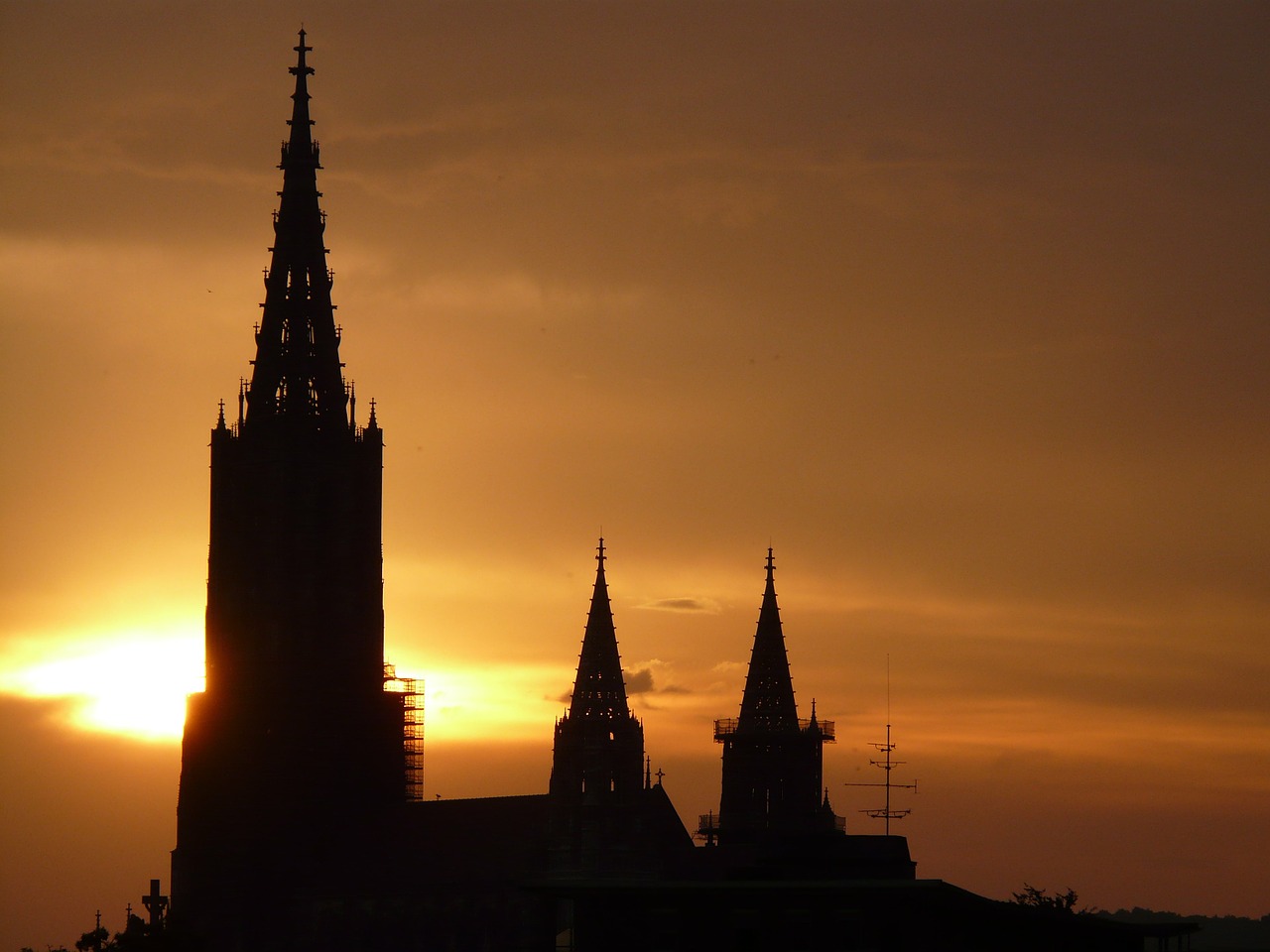 Ulmi Katedra, Münsteris, Dom, Katedra, Architektūra, Pastatas, Aukštas, Bažnyčia, Bokštas, Saulėlydis