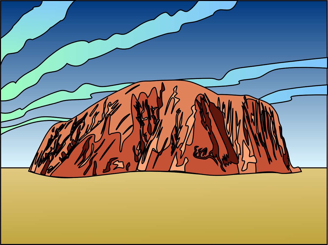 Uluru, Ayers Rock, Rokas, Kalnelis, Gamta, Akmuo, Dangus, Kraštovaizdis, Kalnas, Debesys