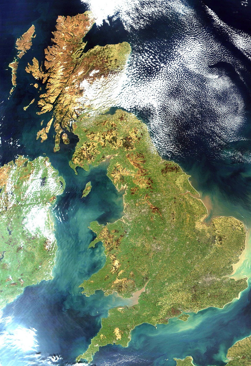 Jungtinė Karalystė, Anglija, Palydovinis Vaizdas, Palydovinė Nuotrauka, Oro Vaizdas, Škotija, Airija, Europa, Nemokamos Nuotraukos,  Nemokama Licenzija