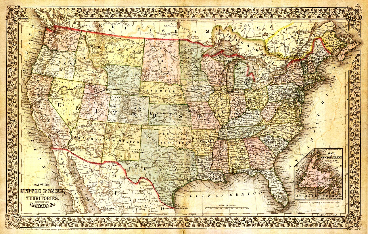 Jungtinės Valstijos Žemėlapis, Šiaurės Amerikos Žemėlapis, Žemėlapis, Senas Žemėlapis, Senovinis Žemėlapis, Usa, Šiaurės Amerika, Nemokamos Nuotraukos,  Nemokama Licenzija