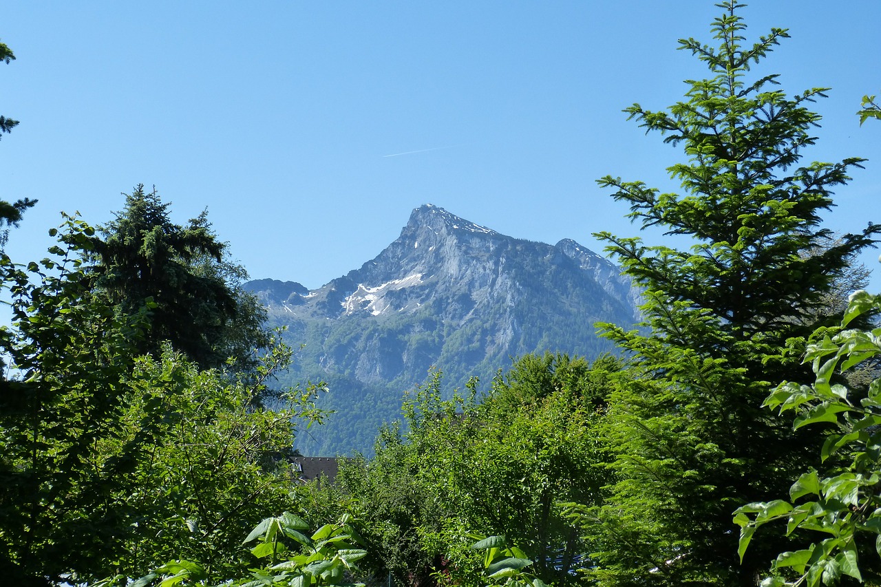 Unterbergas, Sakyk Kalnus, Šis Kalkakmenis, Salzburg, Kalnai, Kraštovaizdis, Medis, Dangus, Mėlynas, Gamta