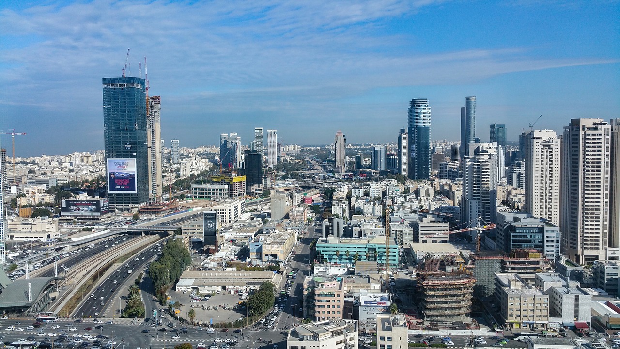 Miesto, Pastatai, Dangoraižis, Horizontas, Panorama, Tel Avivas, Miestas, Didmiestis, Kelias, Architektūra